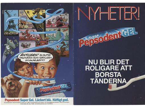 Runt 1990 lanserades Pepsodent Gel, en tandkräm med en godisaktig mintsmak. I reklamkampanjen kring lanseringen av denna produkt användes seriefigurer för att fånga målgruppen.